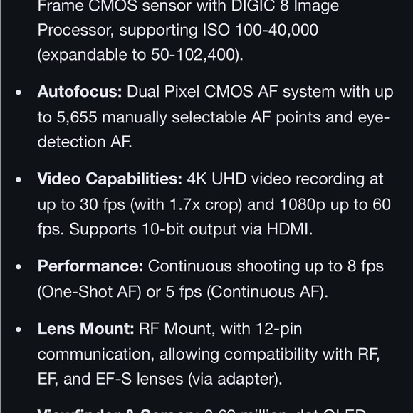 Canon EOS R Mirrorless Camera - Picture 5 of 5